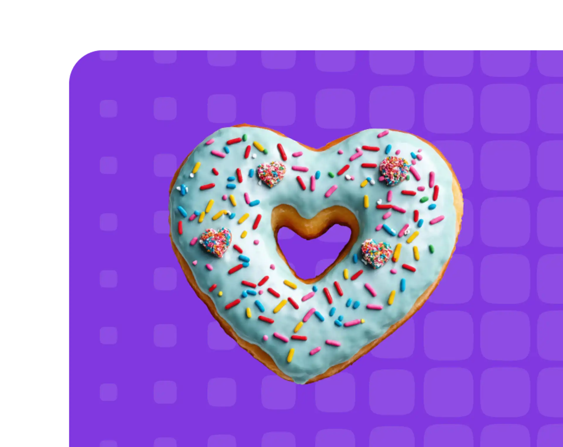 Doughnut in the shape heart with sprinkles on top