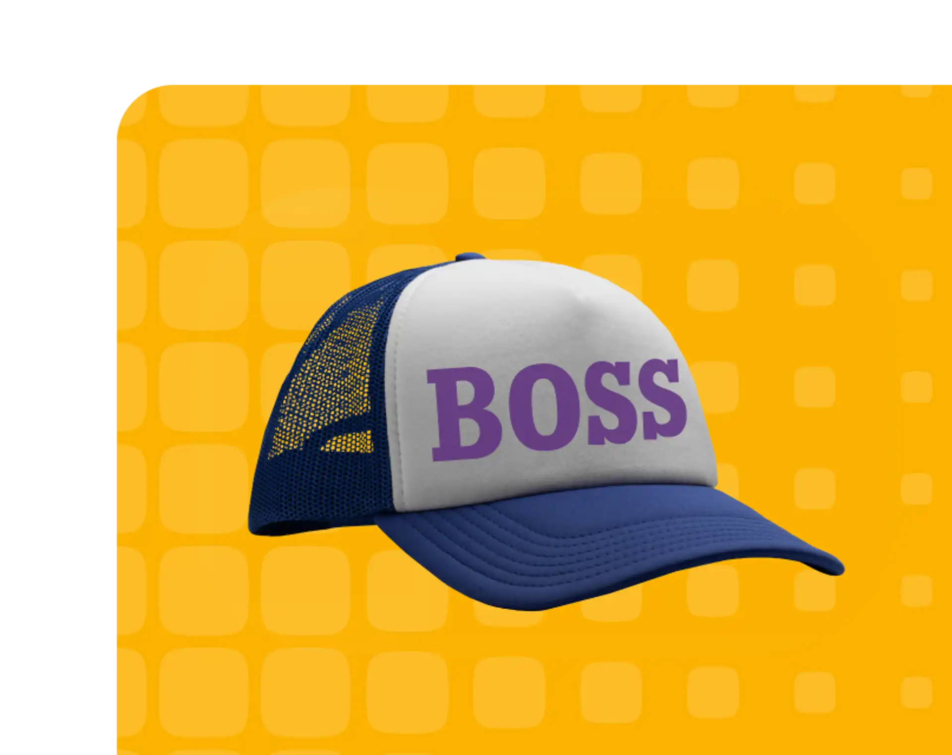 Mesh hat with the word boss across the front